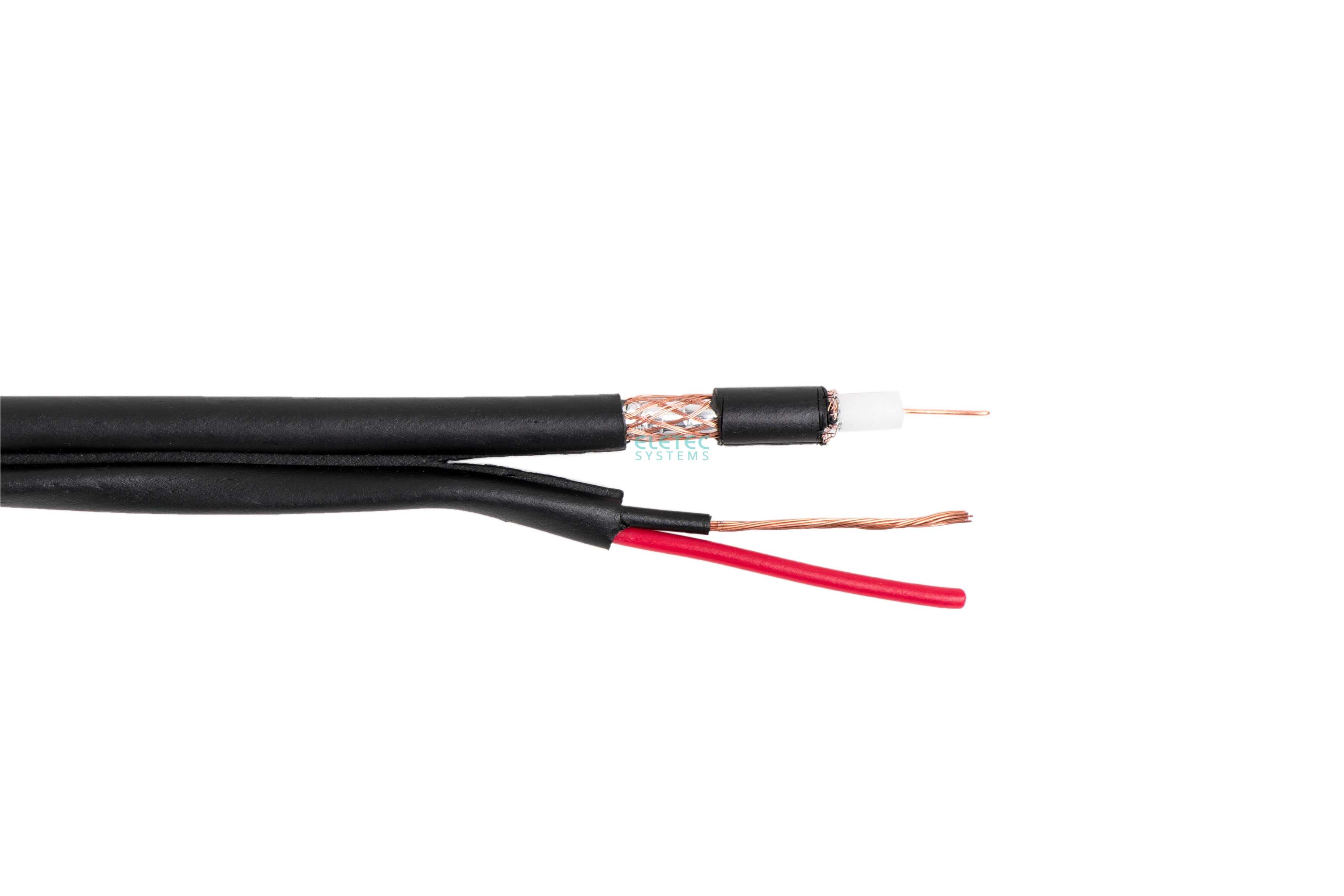 Кабель комбинированный ЭЛЕТЕК 3C-2V+2x0.5 мм2 75 Ом, Outdoor, плоский, 200 м