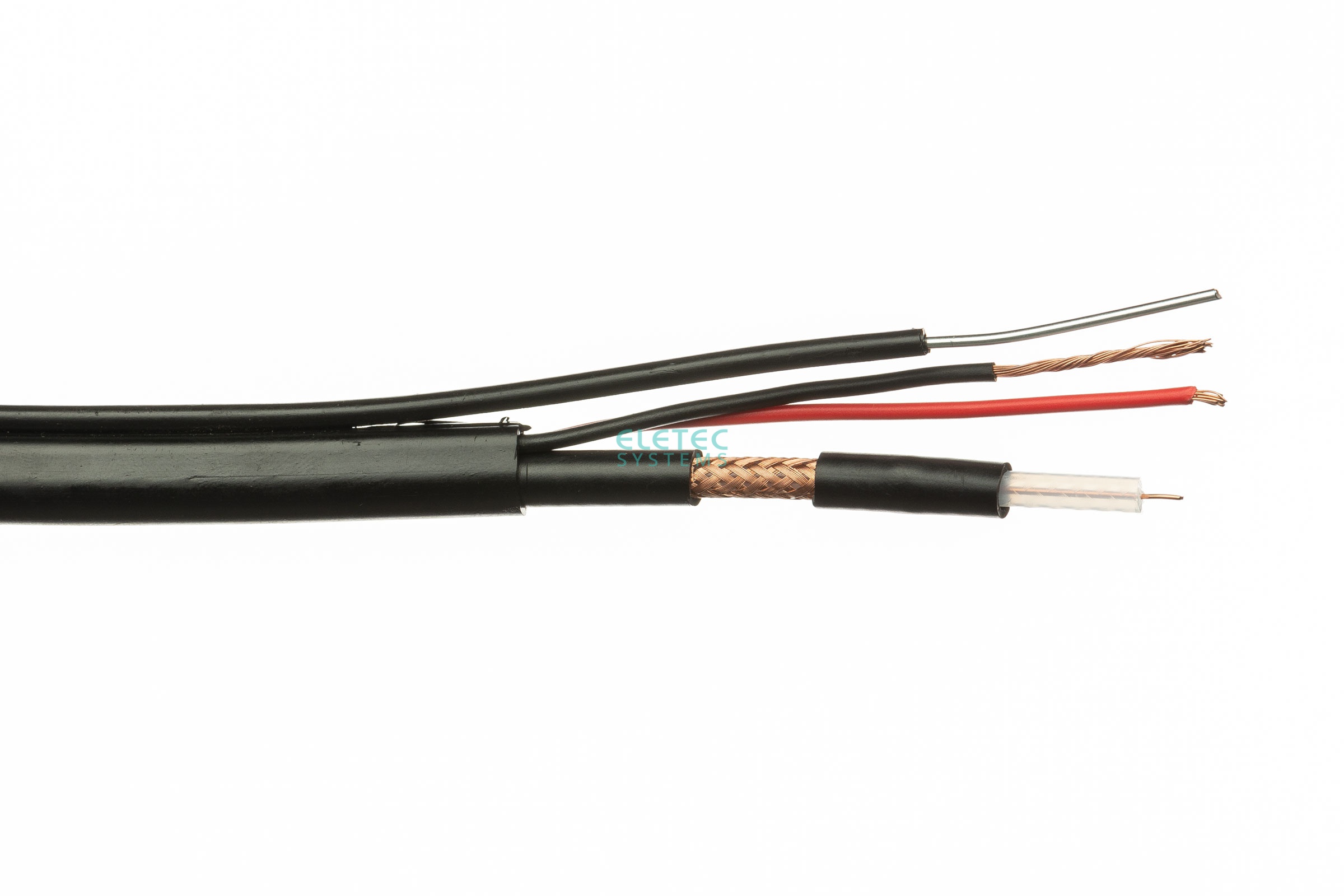 Кабель комбинированный ЭЛЕТЕК RG59 B/U+2x0.75 мм2 75 Ом, Outdoor с тросом, 500 м